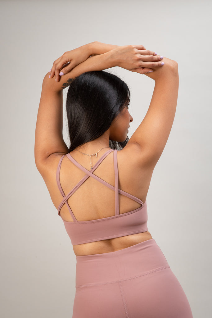 Close-up back view of Clarity Bra - Desert Rose