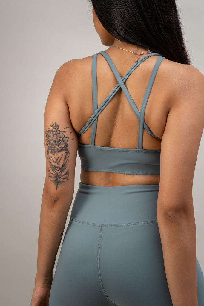 Close-up back view of Clarity Bra - Sage