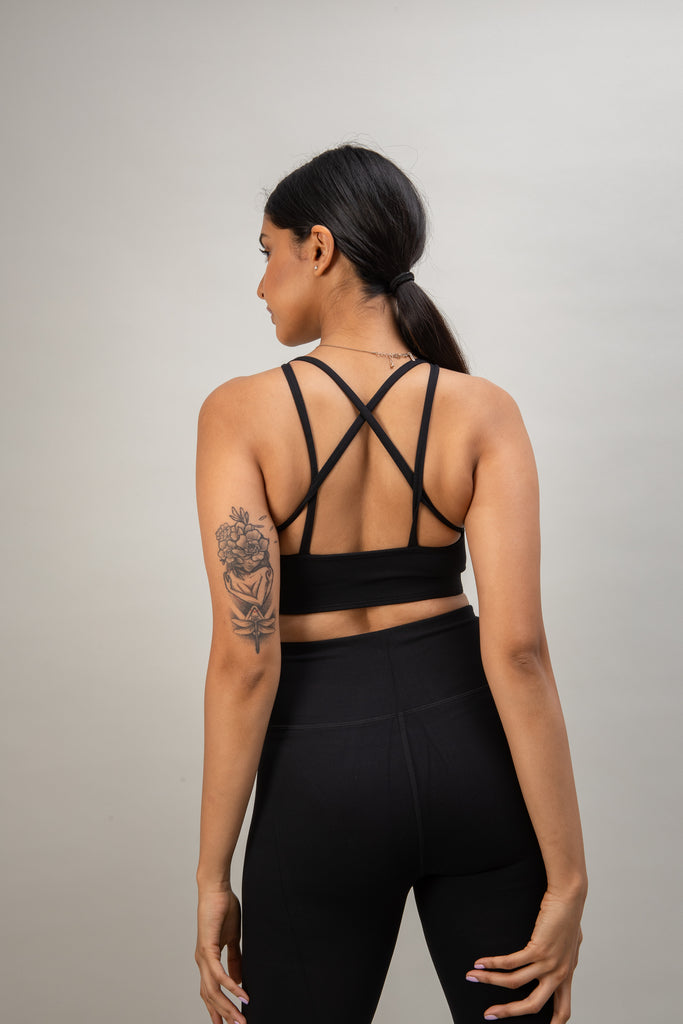 Close-up back view of Clarity Bra - Black